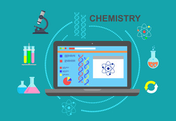 Chemistry. Chemical experiment in the laboratory. Vector illustration