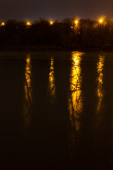 Tree shadows at night in Shannon river