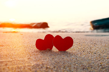 Fototapeta premium Hearts on the Seashore