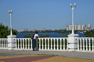 teenager on viewing platform in the city of Voronezh, Russia