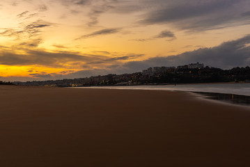 El Puntal beach at sunset, bay of Santander, Spain