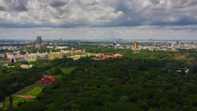 sunny day bangalore cityscape downtown aerial panorama tlmelapse 4k india
