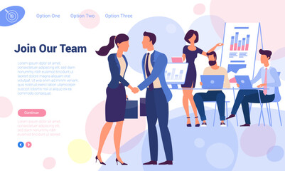 Join our team! Flat design page concept.