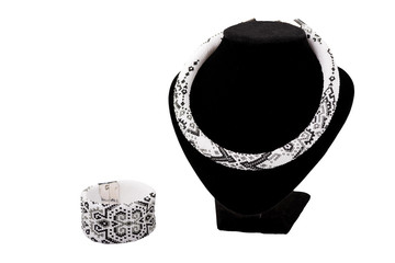 Beautiful necklace on a mannequin, handmade.