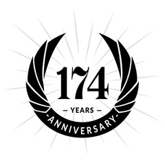 174 years anniversary. Elegant anniversary design. 174 years logo. 
