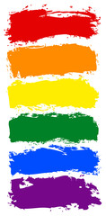 LGBT flag painted with brush strokes. The six color rainbow flag created for popularize and support the LGBT community in social media. Graphic element saved as an vector illustration in file EPS