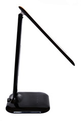 Black office modern led desktop foldable electric lamp with electronic touch control on white background. Isolated