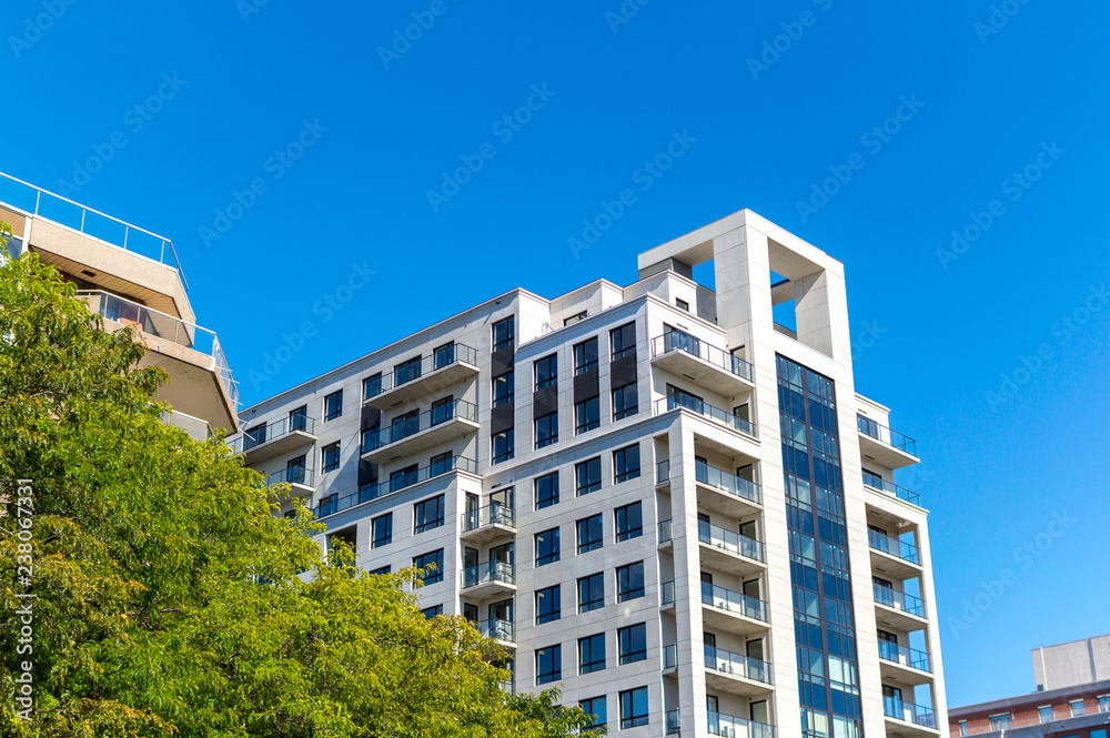 Wall mural Modern condo buildings with huge windows in Montreal, Canada. 