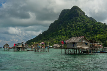 East Malaysia. Sibuan island near the city of Semporna. Calm in the fishing village of sea Gypsies