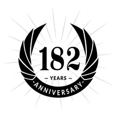 182 years anniversary. Elegant anniversary design. 182 years logo. 
