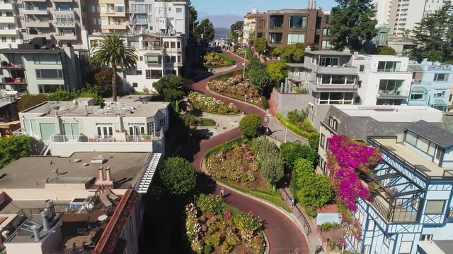Aerial shot of Lombard Street in San Francisco 