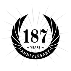 187 years anniversary. Elegant anniversary design. 187 years logo. 
