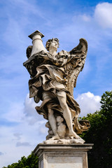Angel with Column, statue from the Saint Angelo Bridge in Rome, Italy
