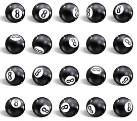 Crédence de cuisine en verre imprimé Sports de balle Eight Ball. Set of realistic 8 ball. Isolated on a white background. Vector illustration billiards.
