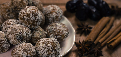 Vegan sweet delicious candy. Raw sweet ball