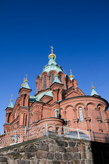 Fototapeta na wymiar Uspenski Orthodox Church in Helsinki, Finland, Europe..