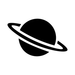 Ringed Planet Saturn Icon Silhouette