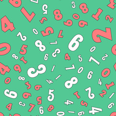 Fototapeta na wymiar Different Numbers Seamless vector EPS 10 pattern. School Education concept.