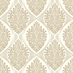 Vector damask seamless pattern background. Classical luxury old fashioned damask ornament, royal victorian seamless texture for wallpapers, textile, wrapping. Exquisite floral baroque template.