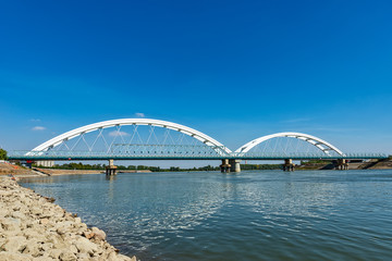 Novi Sad, Serbia - September 18, 2018: Zezelj bridge over Danube in Novi Sad