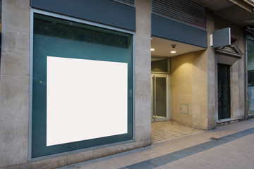 Blank billboard mock up in a bank office