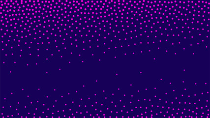 Halftone pattern. Horizontal vector illustration. Pink dots, blue halftone texture. Color halftone gradient. Pop Art blue pink comics Background. Bright neon random Dots Background.