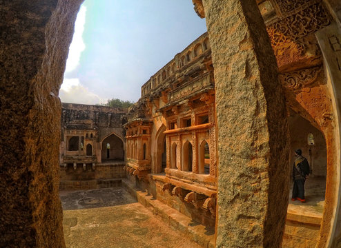 View of Queen's Bath located in Hampi, India 