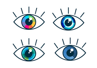 Eye icon set - eye symbols. flat eye sign vector