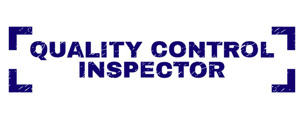 QUALITY CONTROL INSPECTOR caption seal print with corroded texture. Text caption is placed inside corners. Blue vector rubber print of QUALITY CONTROL INSPECTOR with grunge texture.