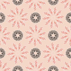 Floral mandalas design in a modern and elegant paisley style. Seamless vector repeat pattern.