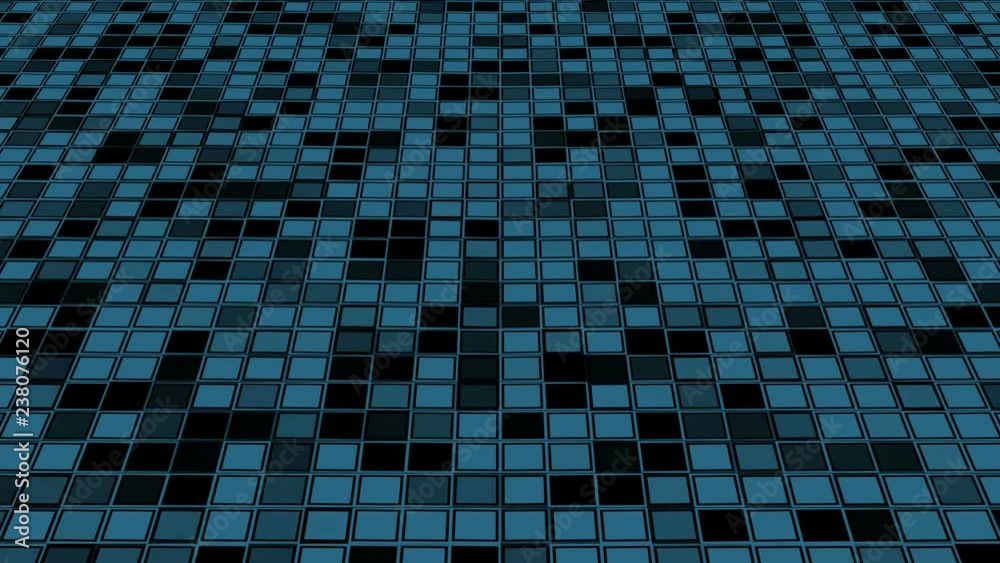 Poster grid of squares tilted.loopable abstract digital technology background made of particles. 3d render 