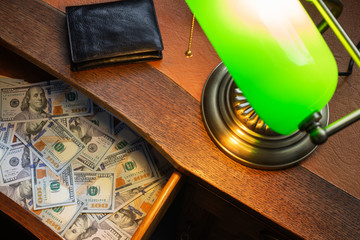 American dollars, in a desk drawer