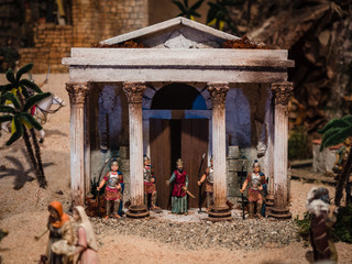 Roman soldiers in a Christmas nativity scene.