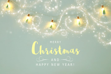 image of Christmas tree in the masson jar garland light.