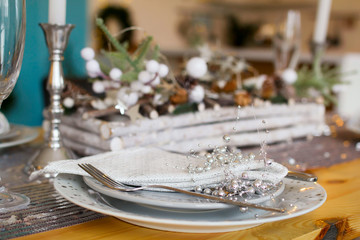 Christmas table setting. New year 2019