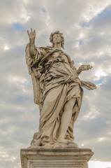 Fototapeta na wymiar Marble statue of an angel in Rome, Italy.