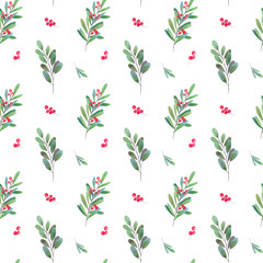 Watercolor Christmas seamless pattern