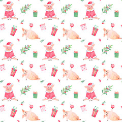 Watercolor Christmas seamless pattern