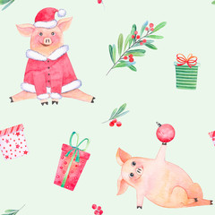 Watercolor Christmas seamless pattern
