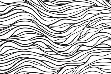 Naklejka na ściany i meble Wavy background. Hand drawn waves. Stripe texture with many lines. Waved pattern. Black and white illustration for banners, flyers or posters