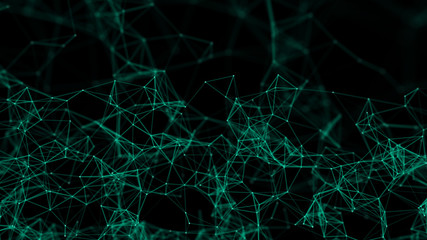 Abstract digital background. Big data visualization. Network connection structure. Science background. 3D rendering.