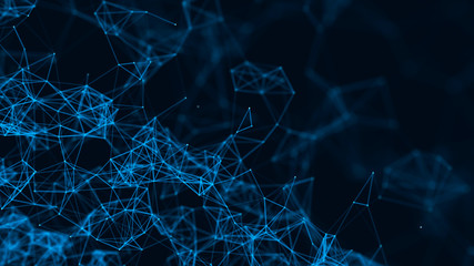 Abstract digital background. Big data visualization. Network connection structure. Science background. 3D rendering.