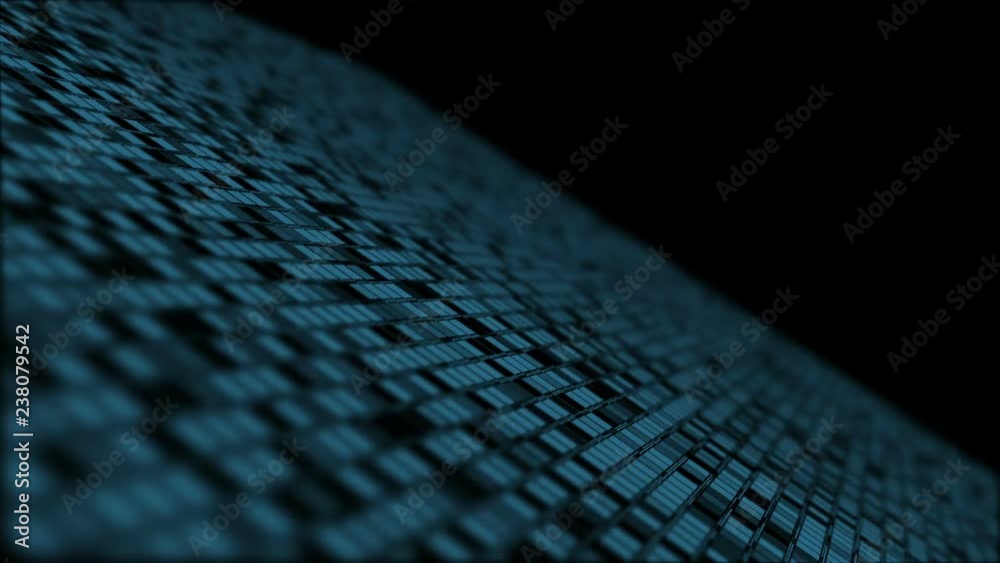 Poster rotate the grid of squares. depth of field.loopable abstract digital technology background made of p