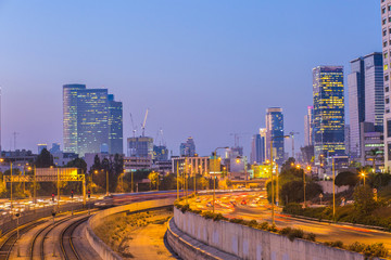Fototapeta na wymiar Tel Aviv city night background.