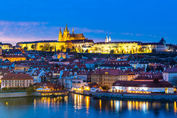panoramic view of Prague at sundown