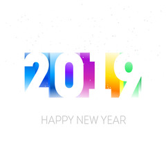 Happy new year, 2019. Greeting card or calendar cover design template with gradients. Cover of business diary for 2019 with wishes. Vector.