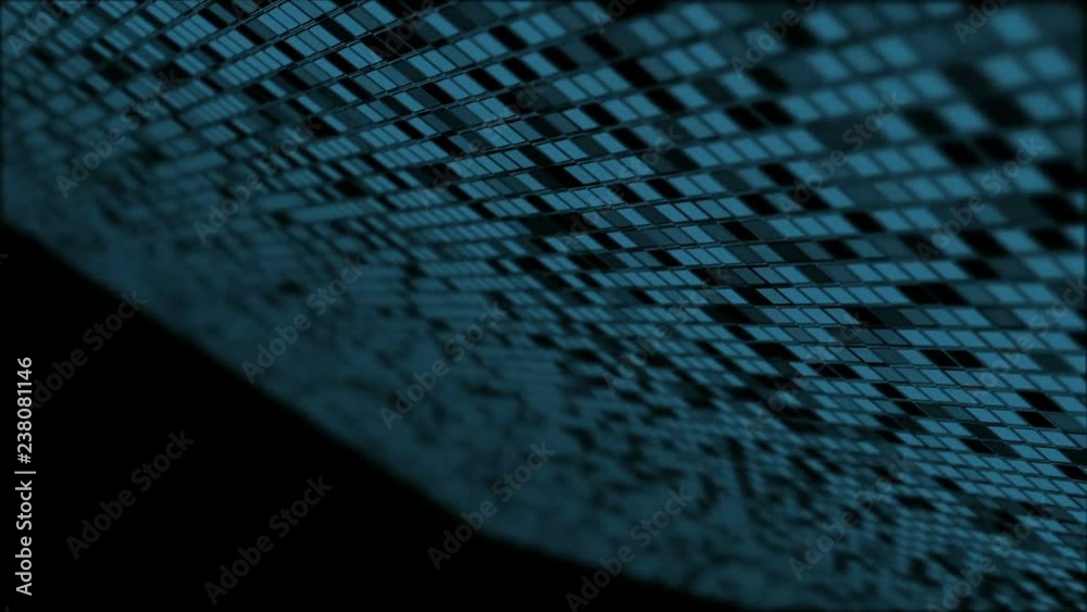 Poster rotation around the axis of the grid of squares. depth of field.loopable abstract digital technology