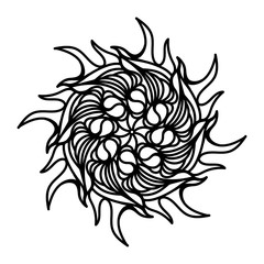 Sun hand drawn outline doodle icon. Renewable sun energy vector sketch illustration for print, web, mobile and infographics isolated on white background.