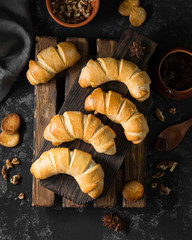 Buns on a wooden table. Rustic style