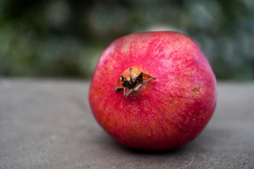 Red Pomegranate On Blurred Background 
